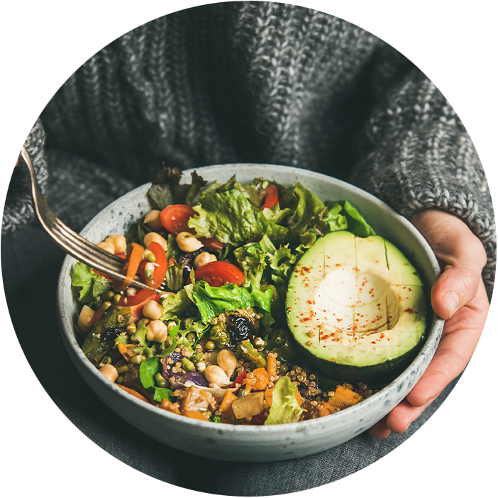 woman eating healthy food